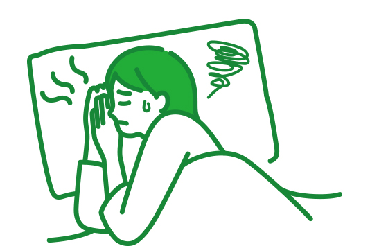 夏の夜、寝苦しさが当たり前になっているイラスト